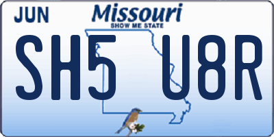 MO license plate SH5U8R