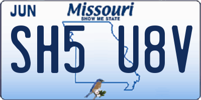 MO license plate SH5U8V