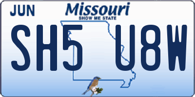MO license plate SH5U8W