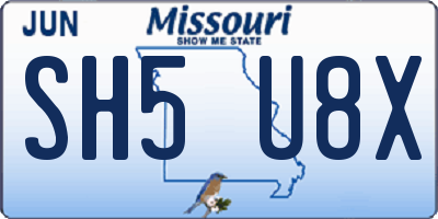 MO license plate SH5U8X