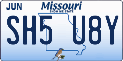 MO license plate SH5U8Y
