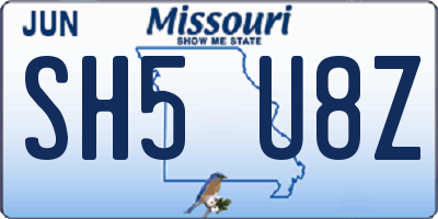 MO license plate SH5U8Z