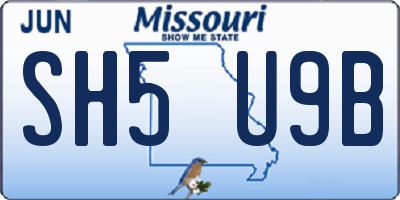 MO license plate SH5U9B