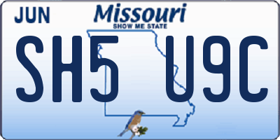 MO license plate SH5U9C