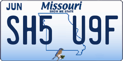 MO license plate SH5U9F