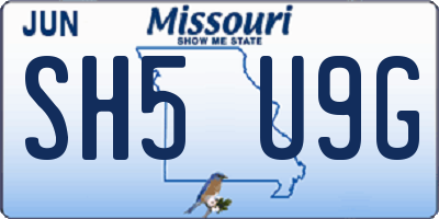 MO license plate SH5U9G