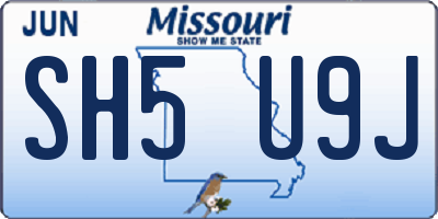 MO license plate SH5U9J