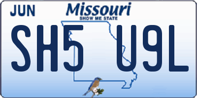 MO license plate SH5U9L
