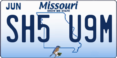 MO license plate SH5U9M