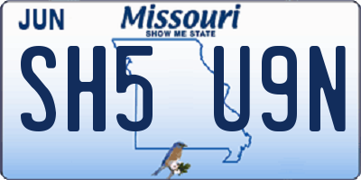 MO license plate SH5U9N