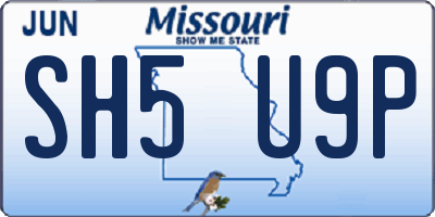MO license plate SH5U9P