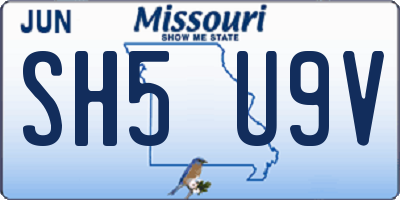 MO license plate SH5U9V
