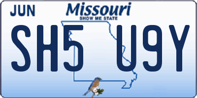 MO license plate SH5U9Y
