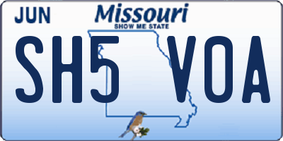 MO license plate SH5V0A