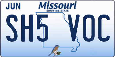 MO license plate SH5V0C