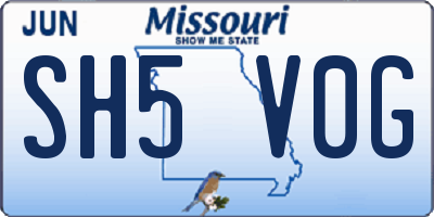 MO license plate SH5V0G