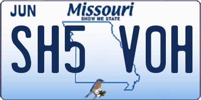 MO license plate SH5V0H