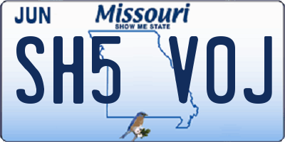 MO license plate SH5V0J