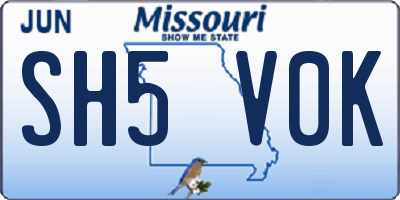MO license plate SH5V0K