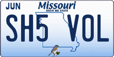 MO license plate SH5V0L