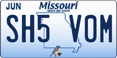 MO license plate SH5V0M
