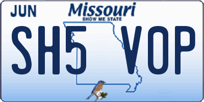 MO license plate SH5V0P