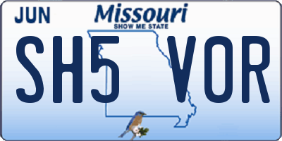 MO license plate SH5V0R