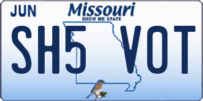 MO license plate SH5V0T
