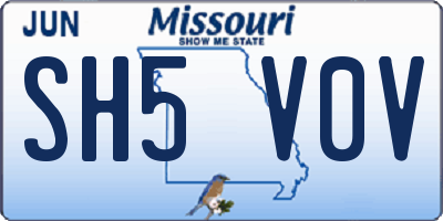 MO license plate SH5V0V