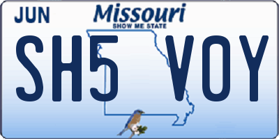 MO license plate SH5V0Y
