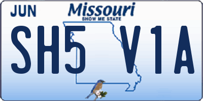 MO license plate SH5V1A