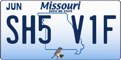 MO license plate SH5V1F