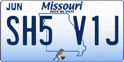MO license plate SH5V1J