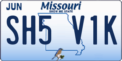 MO license plate SH5V1K