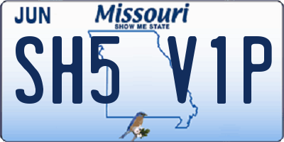 MO license plate SH5V1P