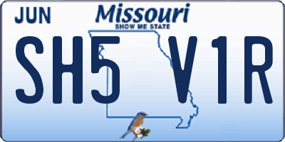 MO license plate SH5V1R