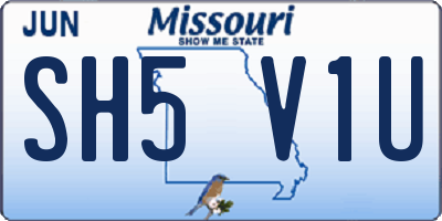 MO license plate SH5V1U