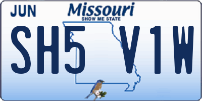 MO license plate SH5V1W