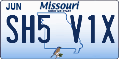 MO license plate SH5V1X