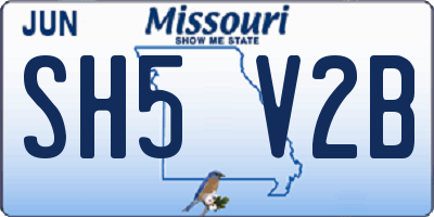 MO license plate SH5V2B