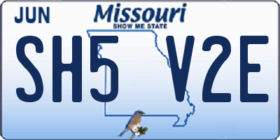 MO license plate SH5V2E