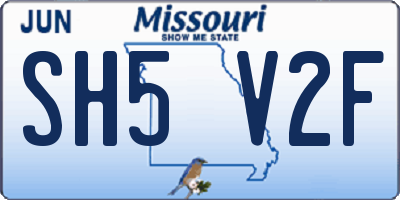 MO license plate SH5V2F