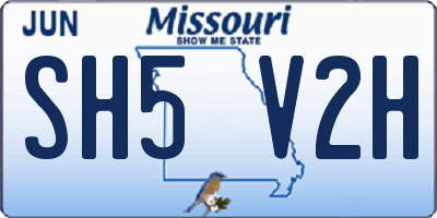 MO license plate SH5V2H