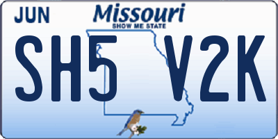 MO license plate SH5V2K
