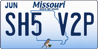 MO license plate SH5V2P