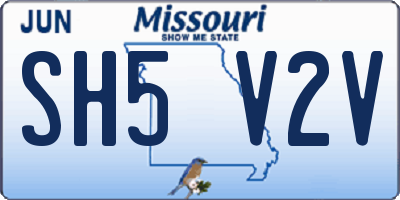 MO license plate SH5V2V