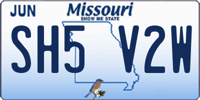 MO license plate SH5V2W