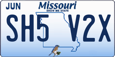 MO license plate SH5V2X