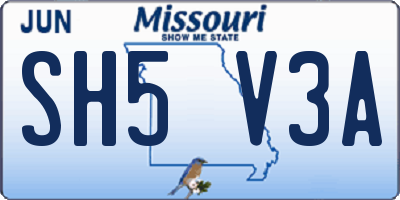 MO license plate SH5V3A