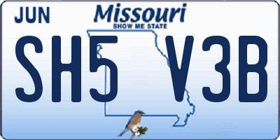 MO license plate SH5V3B